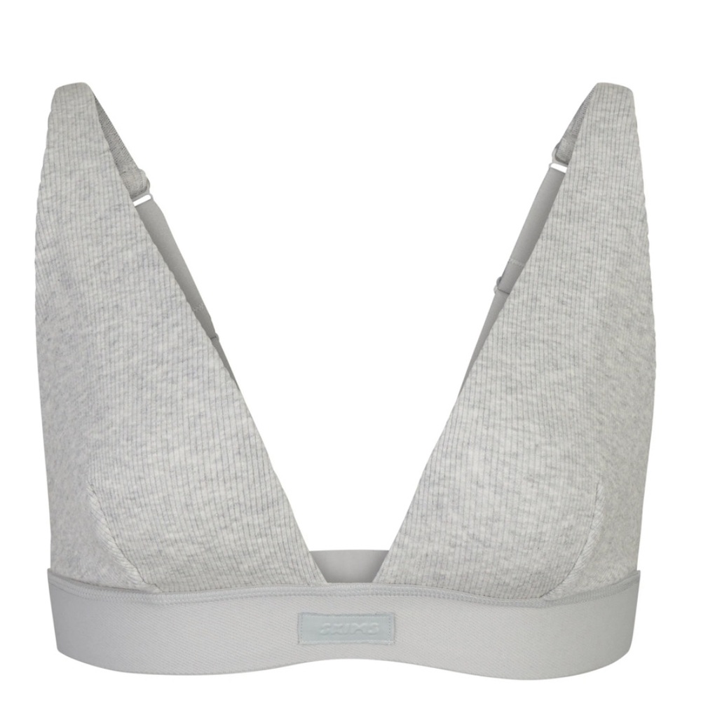 SOLD Skims Cotton Plunge Bralette NWT / LIGHT HEATHER GREY